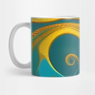 Abstract Turquoise and Gold Swirls Mug